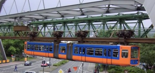 Wuppertaler Schwebebahn Floats Over An Intersection
